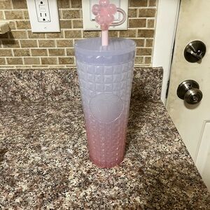 Starbucks Pink to Lavender Ombre Studded Tumbler with Floral Straw